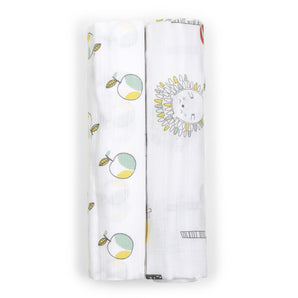 Muslin Swaddle - 2pc set - Apple/Forest Print