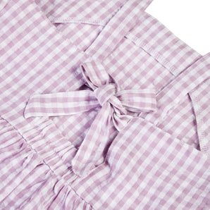 Gingham Tie-Back Dress - Lavender