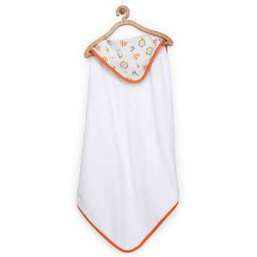 Infant Hooded Towel Wrap - Carnival Print White/Orange - MyMilestones 