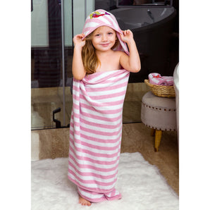 Hooded Towel Wraps - Pink/White
