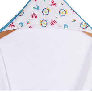 Infant Hooded Towel Wrap - Carnival Print White/Blue