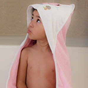 Baby Hooded Towel - Dual Layered - Pink Stripes