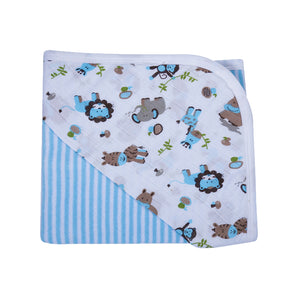 Baby Hooded Towel - Muslin Hood - Blue Stripes