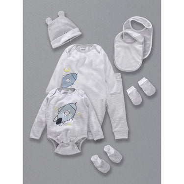 Infant Essentials Clothing Gift Set - 8pc - Full Sleeves - Boys - Grey - MyMilestones 