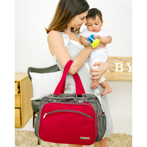 Duo Detach 2-In-1 Baby Diaper Bag/Mothers Bag - Grey/Red