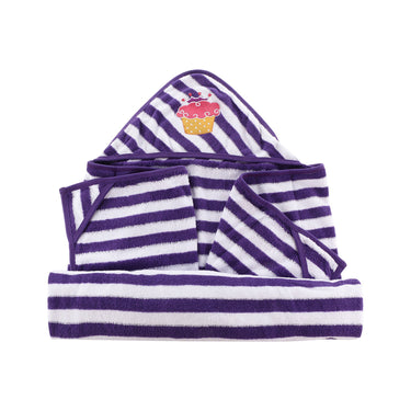 Hooded Towel Wraps - Purple/White - MyMilestones 