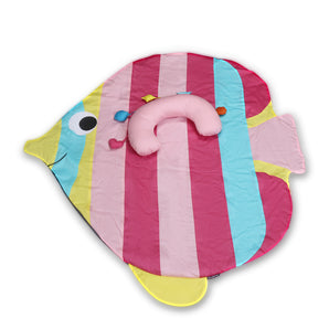 Tummy-time / Play-time Mat With Sensory Pillow - Rainbow Fish-Pink