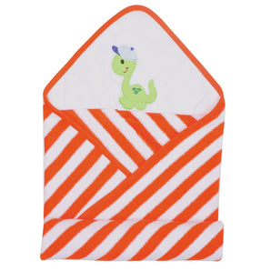 Baby Hooded Towel - Modern Stripes - Orange/White