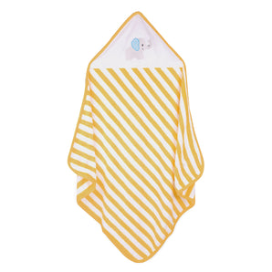 Baby Hooded Towel - Modern Stripes - Yellow/White