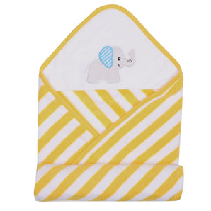 Baby Hooded Towel - Modern Stripes - Yellow/White