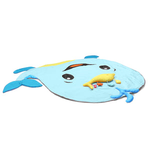 Tummy-time / Play-time Mat With Sensory Pillow - Whale Fish-Blue