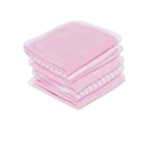 My Milestones 100% Premium Cotton Terry Baby Washcloth / Napkin 5pc Set - Pink.