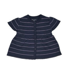 Tops Half Sleeve Girls Pink Butterfly / Navy Blue Stripes- 2Pc Pack